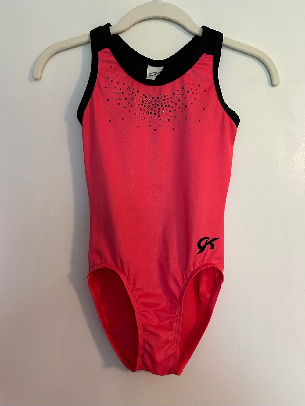 GK Melon and Black Gymnastics Leotard size Child’s Large